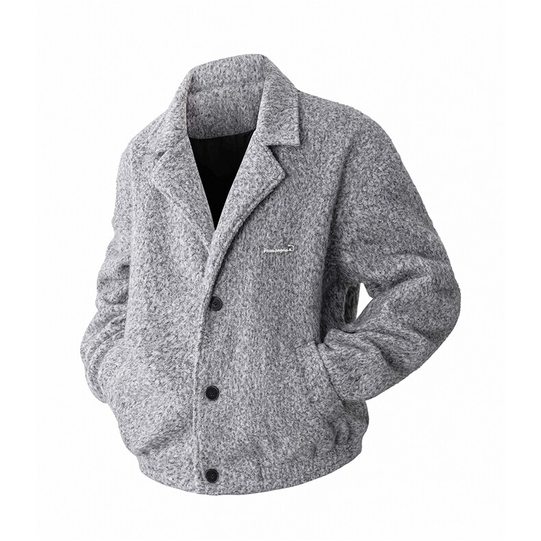 羊毛卷绒感毛呢轻熟风毛呢大衣小众设计感大V西装领JK2198-P90，男装西服套装，星座210-1