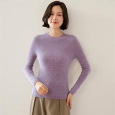 时尚百搭女士羊毛圆领毛衣修身显瘦长袖针织衫，女装羊毛衫，温伦斯特羊绒