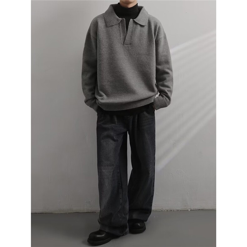 针织衫男套头毛衣v领POLO翻领内搭A88-P52,男装针织衫/毛衣,电商D312