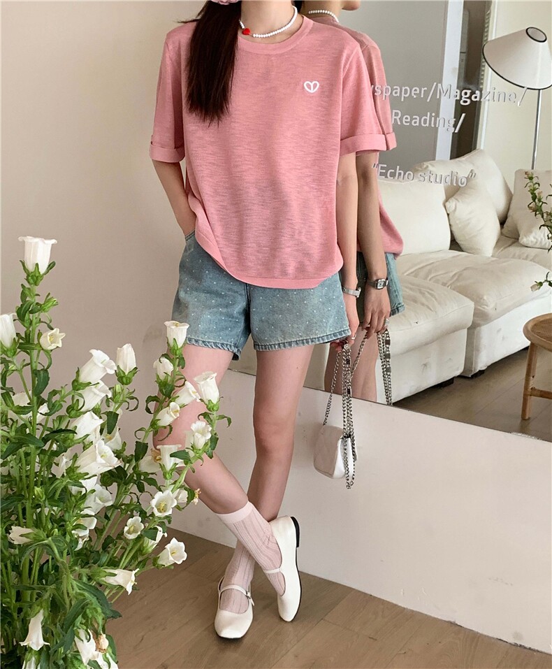 夏季新款简约百搭短袖针织衫女休闲上衣,针织衫/毛衣,伟祺羊绒