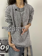 XZ809A/CX612/特P24/控48银丝设计感领口长袖T恤卫衣，男装T恤，星座809A(原222-1)