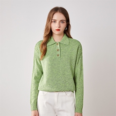 POLO领时尚套头长袖纯色2024年秋季羊绒针织衫,女装羊绒衫,旭日羊绒, POLO领时尚套头长袖纯色2024年秋季羊绒针织衫,女装羊绒衫,旭日羊绒,