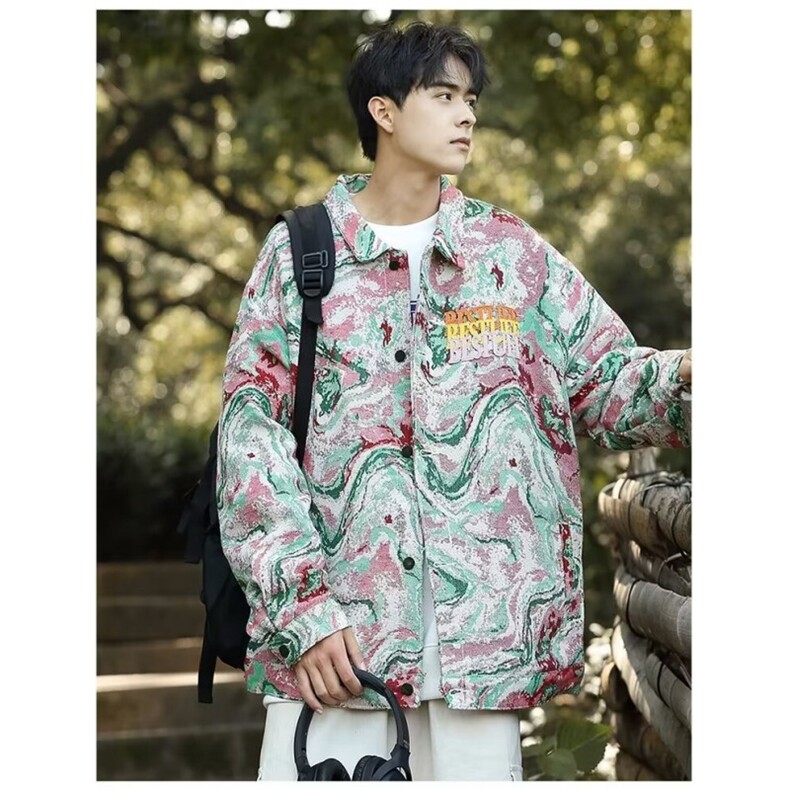 不规则虎头提花夹克外套男士休闲长袖时尚棒球服翻领褂子216/P75,男装夹克,星座506