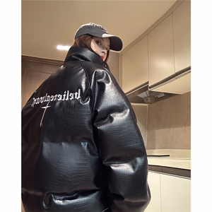 EQ345 鳄鱼PU皮棉衣外套男女情侣装冬季加厚面包服2024新款图片
