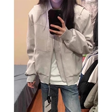 美式复古短款棒球服外套2025秋新款潮牌工装正肩夹克女W6735-P67，男装夹克，星座412-1