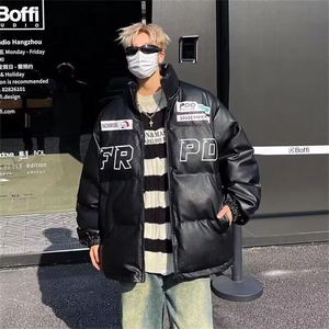 机车pu皮面棉服外套男女款美式复古保暖面包服棉袄冬季K2602/P80图片