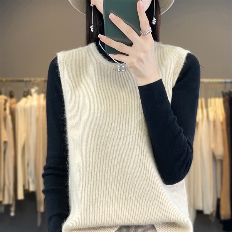 无袖背心裙内搭马甲针织打底衫女秋冬2024新款,女装马甲,羿纯羊绒