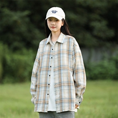 25年春季格子衬衫长袖大码宽松落肩现货DS-C323-1-2373-1-特批30，男装衬衫，电商C323-1
