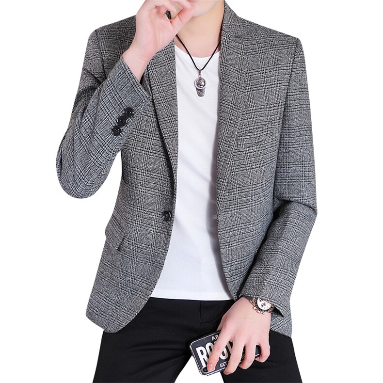 秋季男士休闲小西装青少年韩版修身英伦格子西服单西P70,男装西服,星座217-4