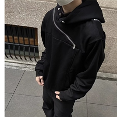 美式斜拉链连帽卫衣男款春秋季高街小众设计感休闲外套WT11，男装卫衣，星座1116A（原606A-3）