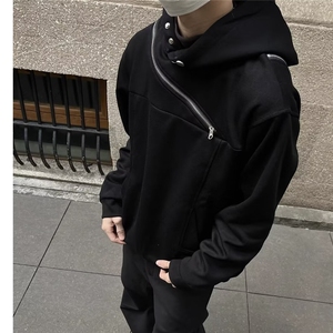 美式斜拉链连帽卫衣男款春秋季高街小众设计感休闲外套 WT11图片