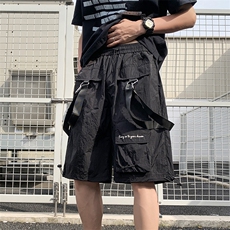 高街潮牌机能速干阔腿休闲五分裤子工装短裤男士夏季大码美式，男装牛仔裤，星座1013