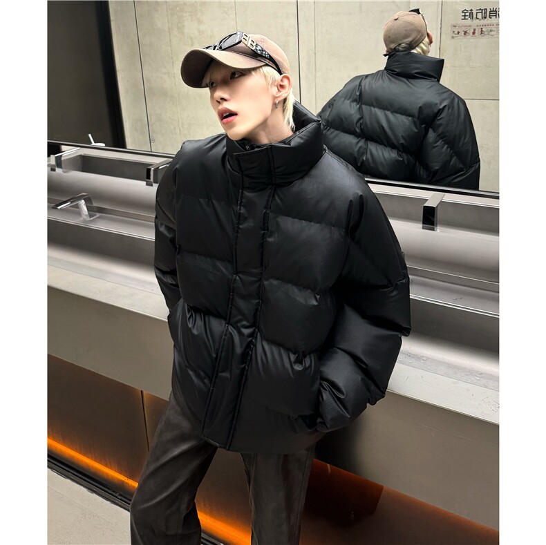 男棉衣立领外套加厚短款面包服韩版潮流宽松棉袄pu皮衣MY99-P128,男装皮衣,电商C307