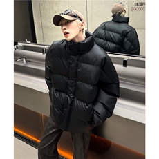 男棉衣立领外套加厚短款面包服韩版潮流宽松棉袄pu皮衣MY99-P128，男装皮衣，电商C307