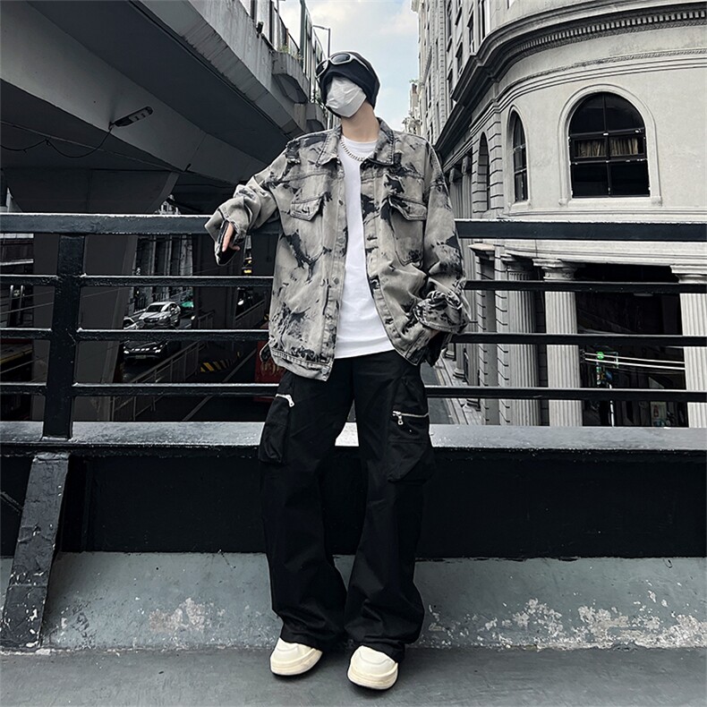 现货5千件男女美式牛仔外套春扎染破坏牛仔衣高街夹克NT521P75,男装工装外套,星座301D-2(原星座1004-1）