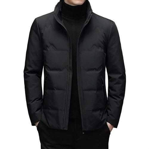 新款冬季鹅绒羽绒服男士休闲立领中青年外套夹克SNNYR86860-P220图片