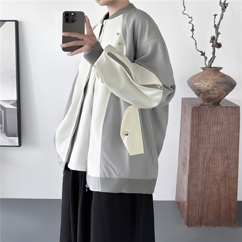百搭撞色外套拼接棒球服夹克J47244-P80,男装夹克,星座1017
