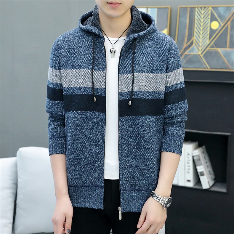 品质好秋冬季新款男士休闲连帽毛衣外套百搭加绒夹克8809-P37元,男装针织衫/毛衣,星座1706