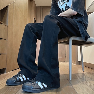 拉链牛仔裤男修身美式vibe高街潮牌痞帅炸街直筒微喇裤100766-p45图片