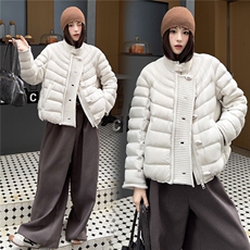 2025冬装新款时尚针织拼接门襟羽绒服，女装羽绒服，曼琳思菲