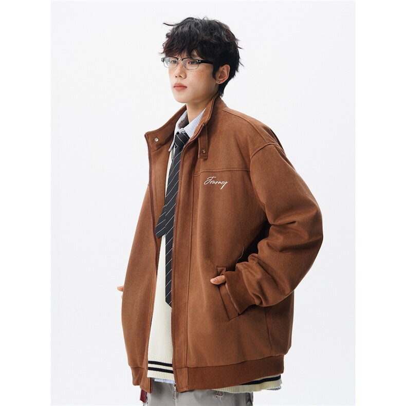 复古麂皮绒立领外套男女潮牌大码春秋飞行夹克美式外套JK5210/P80,男装夹克,电商B238