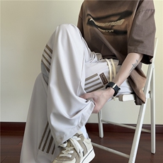 夏季新款美式潮流条纹冰丝凉感宽松休闲裤B315-K25667-特p35控68，男装休闲裤，电商B315