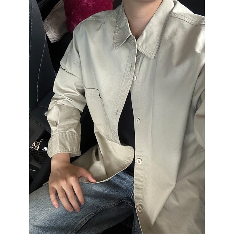 100%棉纯棉衬衫成衣水洗休闲衬衫男女宽松纯色衬衣GC27-P45,男装衬衫,星座301C-5
