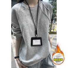 480G重磅加绒硬挺boxy男女秋冬美式高街结构螺纹拼接圆领卫衣外套，女装短外套，电商A486