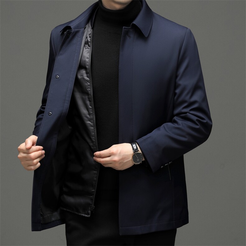 男士新款可脱卸内胆羽绒服中年冬季翻领休闲外套加厚保暖爸爸冬装,男装羽绒服,电商B212（原钱塘6029）