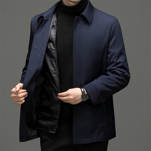 男士新款可脱卸内胆羽绒服中年冬季翻领休闲外套加厚保暖爸爸冬装图片