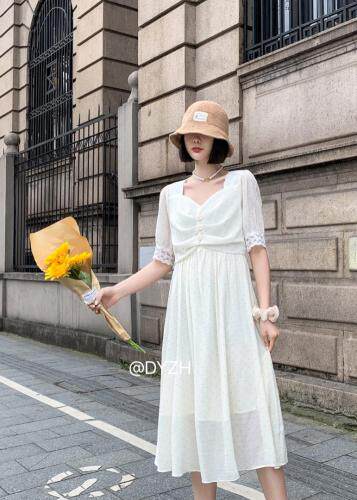 【现货】夏装新款小众甜美超仙提花面料连衣裙，女装连衣裙，东洋天堂之花