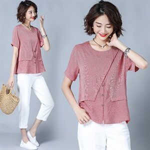 2025年新款女装夏季裤黄色短袖衬衫上衣短裤休闲时尚女,女装蕾丝衫/雪纺衫,风姿绰