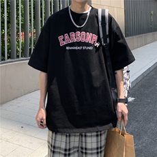 港风ins潮流夏季美式印花字母短袖男简约百搭夏装情侣装T恤女，男装T恤，电商C306-1