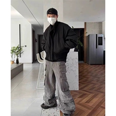 抖音得物美式潮休闲夹克春季立领纯色复古工装加厚棉服外套MF01，男装夹克，电商A443