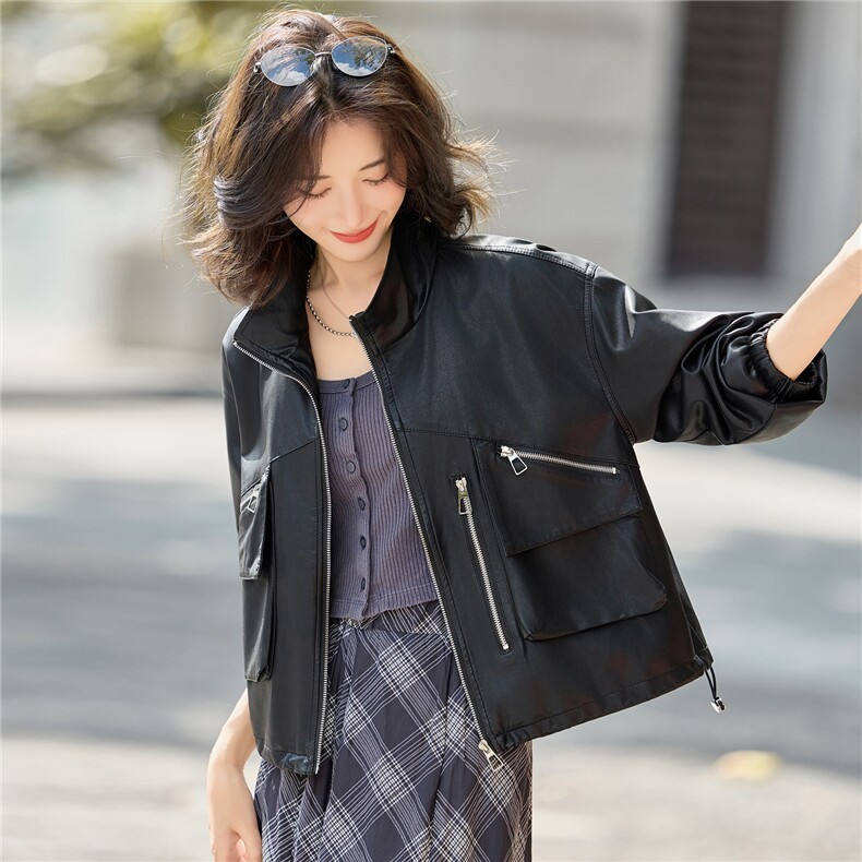 【秋季新款】大量现货欧美复古短款皮衣外套P-115,女装皮衣,简古