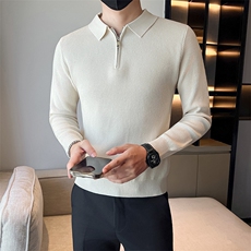 店主风小伙男士秋冬半拉链翻领纯色毛衣打底衫301A-1/M85/P58，男装T恤，星座301A-1