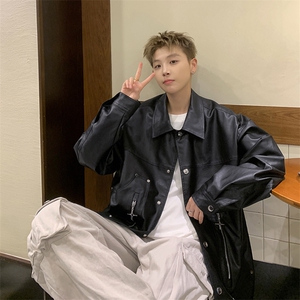 模特-美式皮衣外套男春秋季机车夹克 8056-P115图片