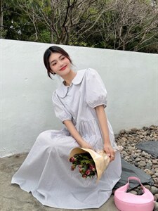 时尚韩版宽松连衣裙，胖瘦都能穿图片