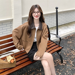 时尚洋气撞色气质短款外套女2025新款秋季韩系老钱风小个子夹克潮图片