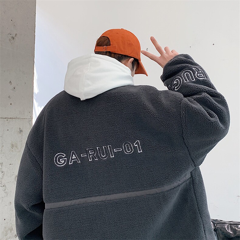 中性风立领羊羔绒棉服冬季港风加厚棉衣男女同款M8866-P100,男装棉衣,星座717