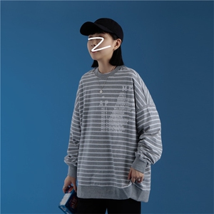 新款男女春秋条纹高品质情侣日系套头卫衣休闲714-1-WY03-P45图片