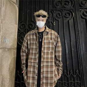 日系复古cityboy衬衫秋冬季男生学院风加厚衬衫外套 RJ18 P48图片
