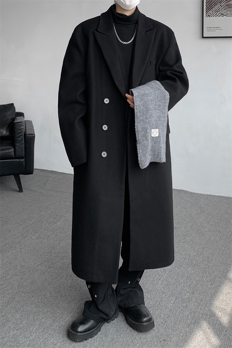 8XL-M厚毛呢大衣男中长款过膝呢子风衣男外套宽松FY1801P120控138,男装风衣,电商D206-1