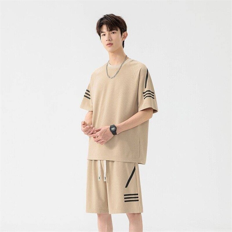 TZ25307-特P55夏季休闲T恤短裤男两件套,男装牛仔裤,电商D310B