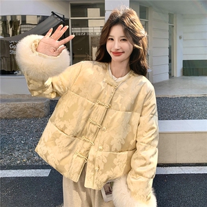 【现货】2025年冬季新中式90白鸭绒圆领短款羽绒服2585P335K438,女装羽绒服,浙宝301