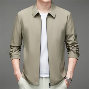 商务休闲中老年男士翻领夹克外套秋季气质茄克外套MNSAJ7009-P140图片