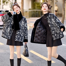 高级感提花新中式g风小香风丝绒围巾白鸭绒羽绒服，女装羽绒服，采品优优