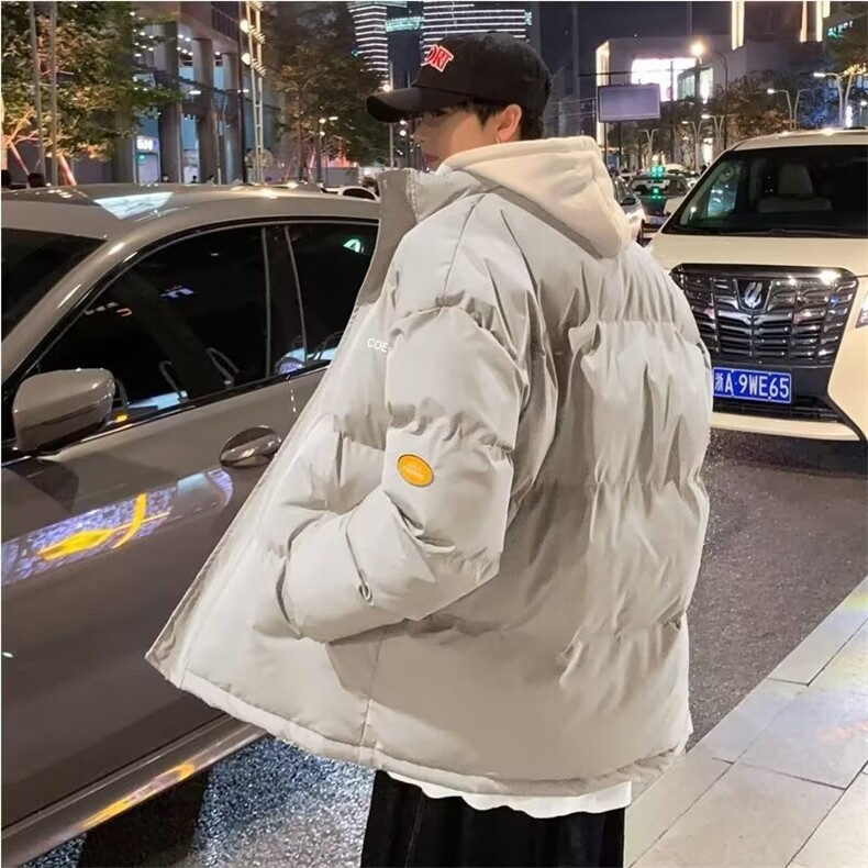 日系棉衣保暖青少年潮牌假两件时尚港风休闲韩版大码棉服外套连帽,男装棉衣,星座1013