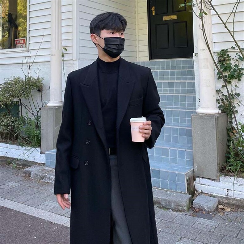 韩版男士毛呢大衣美式长款风衣外套1213-P130加棉140大货已备,男装风衣,星座1004-3
