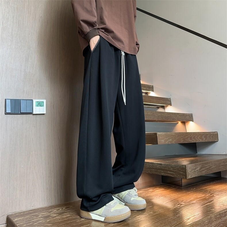 新款卫裤宽松休闲裤男韩版潮流百搭坠感阔腿拖地长裤K2561p45图片